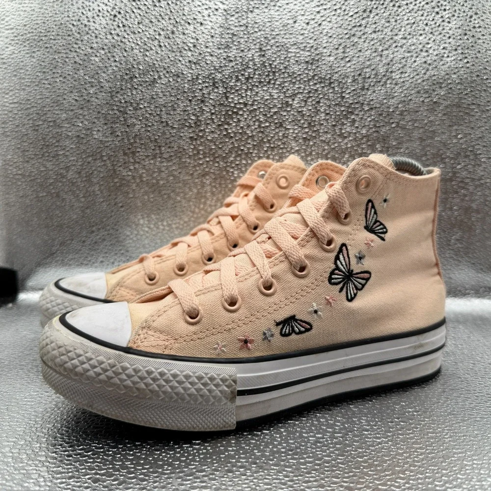 Size 3 Converse CTAS EVA Lift High Butterflies Pink Peach Youth Sneaker A07356C